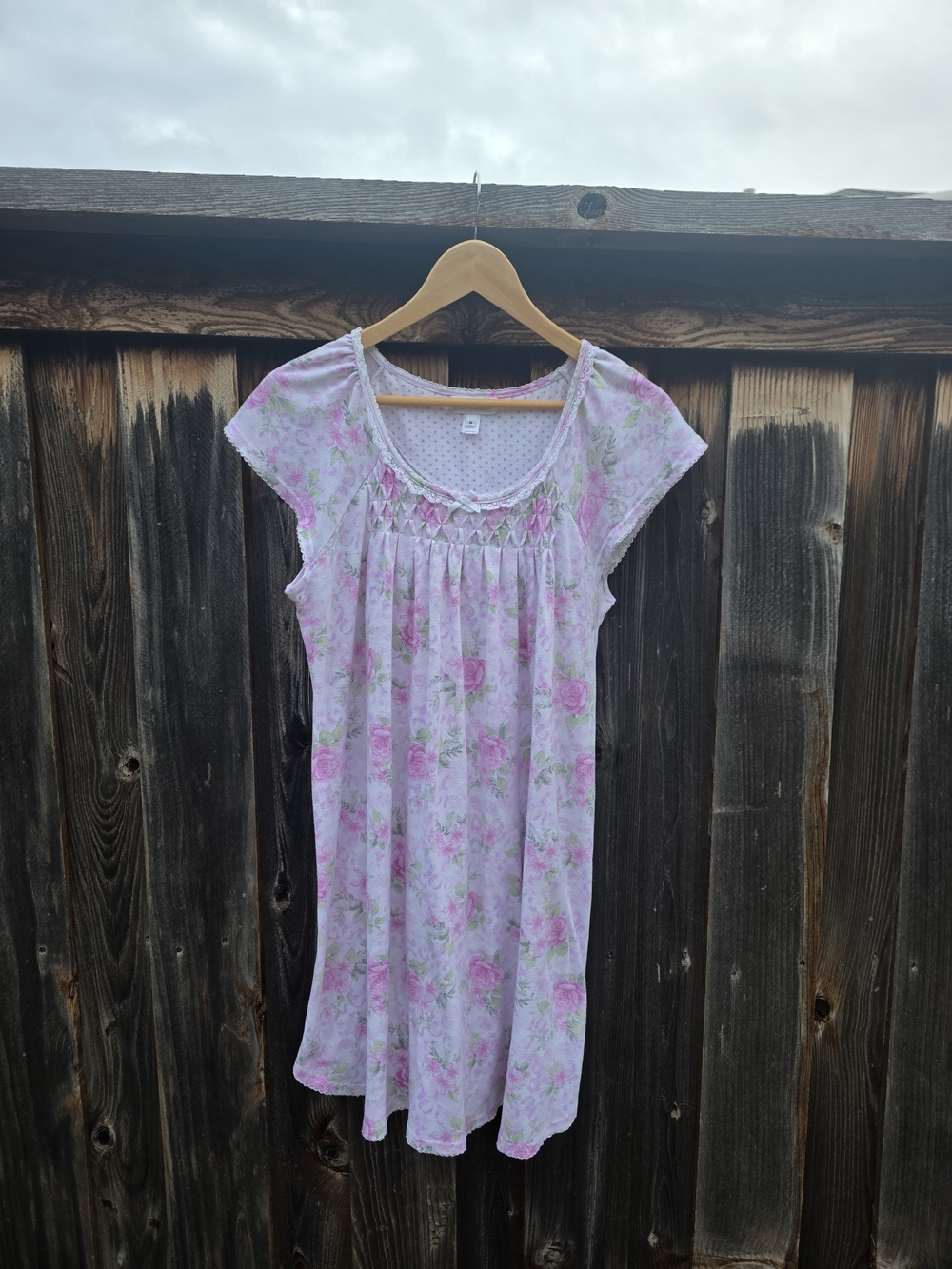Miss Elaine Pink Floral Cotton Nightgown